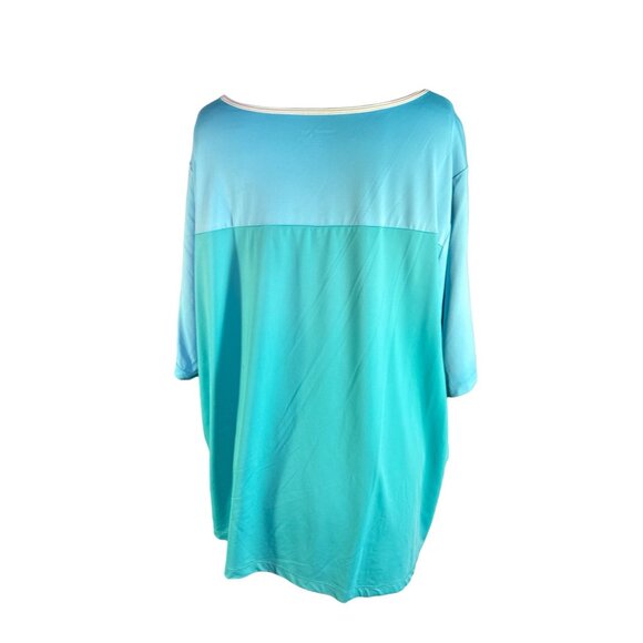Lands End Womens 3X Aqua Pullover Top Nylon/Spandex Blend Short Sleeve 24W-26W L - Picture 2 of 9